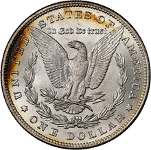 Load image into Gallery viewer, 1885-P $1 Morgan Dollar NGC MS66 -- Vibrant Orange, Blue & Green Toned Gem
