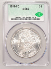 Load image into Gallery viewer, 1881-CC $1 Morgan Dollar CACG MS65 -- Blast White Frosty Gem w/ Great Strike!