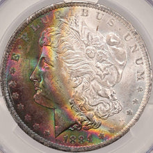 Load image into Gallery viewer, 1884-O $1 Morgan CACG MS63 Stellar Purple Green Yellow Crescent Toning Rainbow!