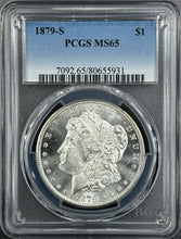 Load image into Gallery viewer, 1879-S $1 Morgan Dollar PCGS MS65 -- Stunning Lustrous Blast White Gem