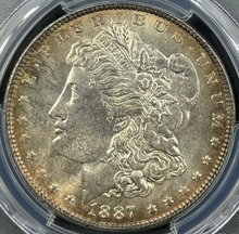 Load image into Gallery viewer, 1887-P $1 Morgan Dollar PCGS MS65 Lustrous Gem w/ Light Golden Peripheral Toning