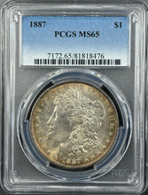Load image into Gallery viewer, 1887-P $1 Morgan Dollar PCGS MS65 Lustrous Gem w/ Light Golden Peripheral Toning