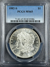 Load image into Gallery viewer, 1882-S $1 Morgan Dollar PCGS MS65 - Incredible Bright White Gem w/ Great Strike!
