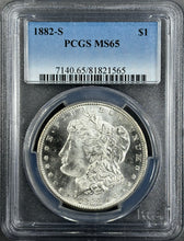 Load image into Gallery viewer, 1882-S $1 Morgan Dollar PCGS MS65 Lustrous Bright White Gem w/ Great Strike!