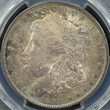 Load image into Gallery viewer, 1890-O $1 Morgan Dollar PCGS MS65 -- Beautiful Sea Green & Golden Toned Gem