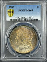 Load image into Gallery viewer, 1883-P $1 Morgan Dollar PCGS MS65 - Beautiful Orange, Sea Green & Blue Toned Gem