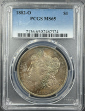 Load image into Gallery viewer, 1882-O $1 Morgan Dollar PCGS MS65 -- Astonishing Lustrous Sea Green Toned Gem