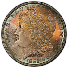 Load image into Gallery viewer, 1881-O $1 Morgan Dollar PCGS MS65 -- Stunning Orange, Yellow and Green Toned Gem