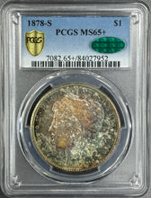 Load image into Gallery viewer, 1878-S $1 Morgan Silver Dollar PCGS MS65+ CAC Magnificent Bright Tones Coin is🔥