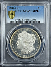 Load image into Gallery viewer, 1884-CC $1 Morgan Dollar PCGS MS65 DMPL -- Bright Frosty Deep Mirror Cameo Gem