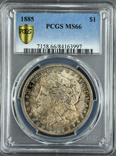 Load image into Gallery viewer, 1885-P $1 Morgan Dollar PCGS MS66 Excellent Sea Green, Russet & Gold Toned Gem