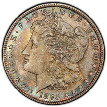 Load image into Gallery viewer, 1885-P $1 Morgan Dollar PCGS MS66 Excellent Sea Green, Russet & Gold Toned Gem