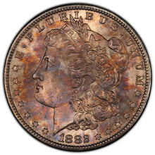 Load image into Gallery viewer, 1882-S $1 Morgan Dollar PCGS MS66 -- Stellar Deep Blue, Gold & Russet Toned Gem