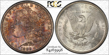 Load image into Gallery viewer, 1882-S $1 Morgan Dollar PCGS MS66 -- Stellar Deep Blue, Gold & Russet Toned Gem