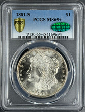 Load image into Gallery viewer, 1881-S $1 Morgan Dollar PCGS MS65+ CAC Excellent Frosty White Gem w/ Nice Strike