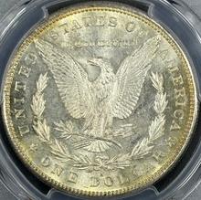 Load image into Gallery viewer, 1881-S $1 Morgan Dollar PCGS MS65 -- Bright Gem w/ Green, Blue and Gold Toning