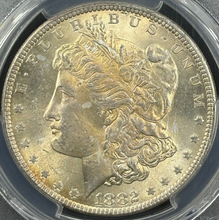 Load image into Gallery viewer, 1882-P $1 Morgan Dollar PCGS MS65 -- Stunning Lustrous Bright Golden Toned Gem