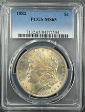 Load image into Gallery viewer, 1882-P $1 Morgan Dollar PCGS MS65 -- Stunning Lustrous Bright Golden Toned Gem