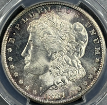 Load image into Gallery viewer, 1881-S $1 Morgan Dollar PCGS MS66 Bright Gem w/ Purple & Blue Peripheral Toning