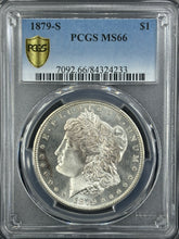 Load image into Gallery viewer, 1879-S $1 Morgan Dollar PCGS MS66 Stunning Blast White Clean Cheek Great Strike