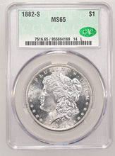 Load image into Gallery viewer, 1882-S $1 Morgan Dollar CACG MS65 -- Spectacular White Gem w/ Great Strike!