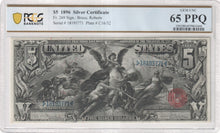 Load image into Gallery viewer, $5 1896 Fr269 "Educational" Silver Certificate PCGS GEM UNC 65PPQ