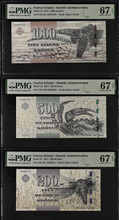 Load image into Gallery viewer, Faeroe Islands 2011 1000, 500 & 200 Kronur Set P31-33 PMG Suburb Gem UNC 67 EPQ