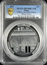 Load image into Gallery viewer, 2021 Palau Tiffany Art Notre Dame 5 oz Silver $25 Coin - PCGS PR70DCAM