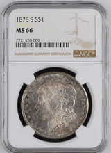 Load image into Gallery viewer, 1878-S $1 Morgan Dollar NGC MS66 Amazing Speckled Orange Gold Toning!