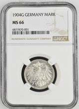 Load image into Gallery viewer, Germany 1904-G 1 Mark NGC MS 66 -- Blast White Gem Flashy Reflective Fields