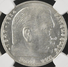 Load image into Gallery viewer, Germany 1939-A 5 Reichsmark NGC MS 63 Blast White German Third Reich WW2 Silver