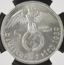Load image into Gallery viewer, Germany 1939-A 5 Reichsmark NGC MS 63 Blast White German Third Reich WW2 Silver