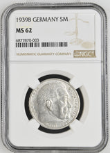 Load image into Gallery viewer, Germany 1939-B 5 Reichsmark NGC MS 62 Third Reich WW2 German Silver