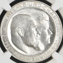 Load image into Gallery viewer, Germany 1911-F 3 Mark Wurttemberg Anniversary NGC MS 63 - Blast White & Lustrous