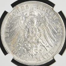 Load image into Gallery viewer, Germany 1911-F 3 Mark Wurttemberg Anniversary NGC MS 63 - Blast White & Lustrous