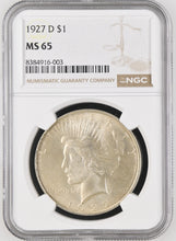 Load image into Gallery viewer, 1927-D $1 Peace Dollar PCGS MS65 -- Bright Lustrous Gem w/ Nice Strike!