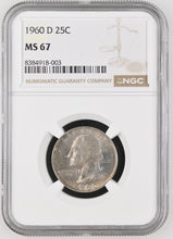 Load image into Gallery viewer, 1960-D 25C Washington Quarter NGC MS67 - Gem w/ Light Orange & Yellow Toning