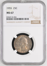 Load image into Gallery viewer, 1955-P 25C Washington Quarter NGC MS67 - Outstanding Gem w/ Golden Orange Toning