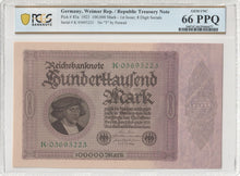 Load image into Gallery viewer, Germany 1923 100,000 Mark P83a - PCGS Choice UNC 66 - Exceptional High Grade