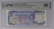 Load image into Gallery viewer, Belize 1989 $100 P50b PMG Superb Gem Uncirculated 69 EPQ - Exceptional Top Pop