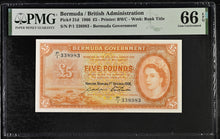 Load image into Gallery viewer, Bermuda 1966 £5 P21d PMG Superb Gem Uncirculated 66 EPQ - Phenomenal Scarce Note
