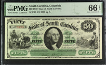 Load image into Gallery viewer, 1872 $50 Columbia State Of South Carolina SCCR8 - PMG 66 EPQ