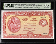 Load image into Gallery viewer, Ireland 1969-75 £20 P67b PMG Gem Uncirculated 65 EPQ - Crisp High Grade Note