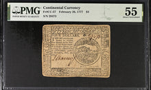 Load image into Gallery viewer, 1777 Feb. 26 $4 Continental Currency Fr.CC-57 - PMG 55 About Uncirculated