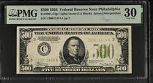 Load image into Gallery viewer, 1934 $500 Federal Reserve Note Fr.2201-Clgs -- PMG 30 VF