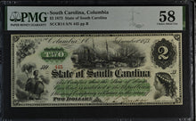 Load image into Gallery viewer, South Carolina Columbia 1873 $2 CR.14 PMG 58 Choice Uncirculated