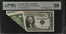Load image into Gallery viewer, 1935E $1 Silver Certificate Fr1614 Printed Fold Error - PMG 30 VF