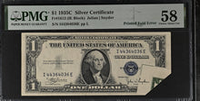 Load image into Gallery viewer, 1935C $1 Silver Certificate Fr1612 Printed Fold Error - PMG 58 Choice AU