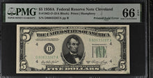 Load image into Gallery viewer, 1950A $5 Silver Certificate Fr1962-D Printed Fold Error - PMG 66 Gem UNC EPQ