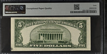 Load image into Gallery viewer, 1950A $5 FRN Richmond Fr1962-E Printed Fold Error - PMG 40 XF EPQ